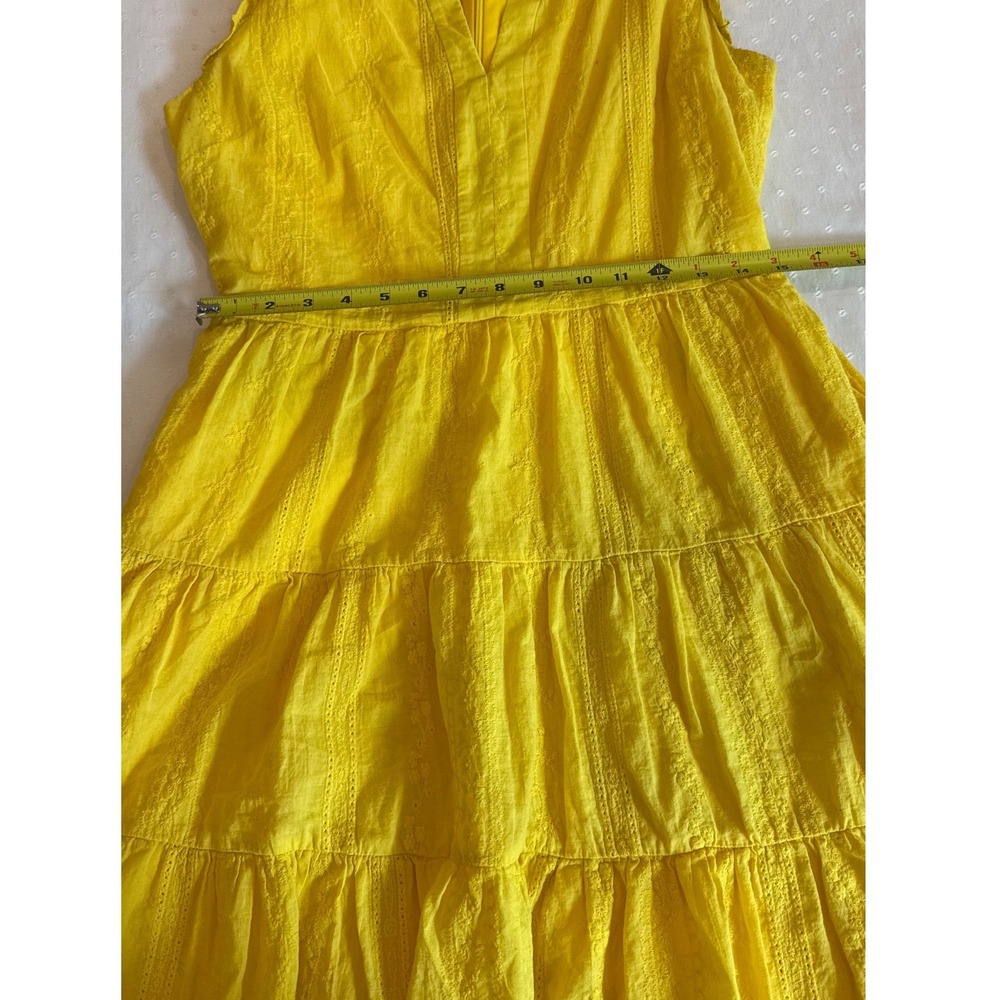 Laundry by Shelli Segal Yellow Eyelet Tiered Ruffle Mini Dress Size 8 - Picture 5 of 6